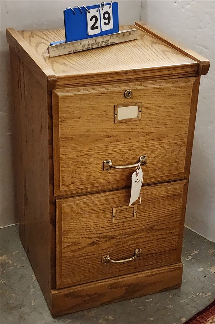 2 Drawer Oak File Cabinet 28 1/2" H X 16" W X 17" D: 2 Drawer Oak File Cabinet 28 1/2" H X 16" W X 17" D