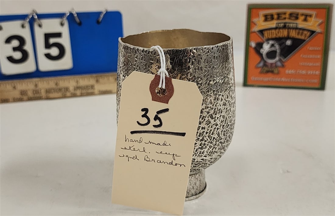 Hand Made Sterling Cup Sgnd Brandon 4 1/2" H X 3" Diam.: Hand Made Sterling Cup Sgnd Brandon 4 1/2" H X 3" Diam.