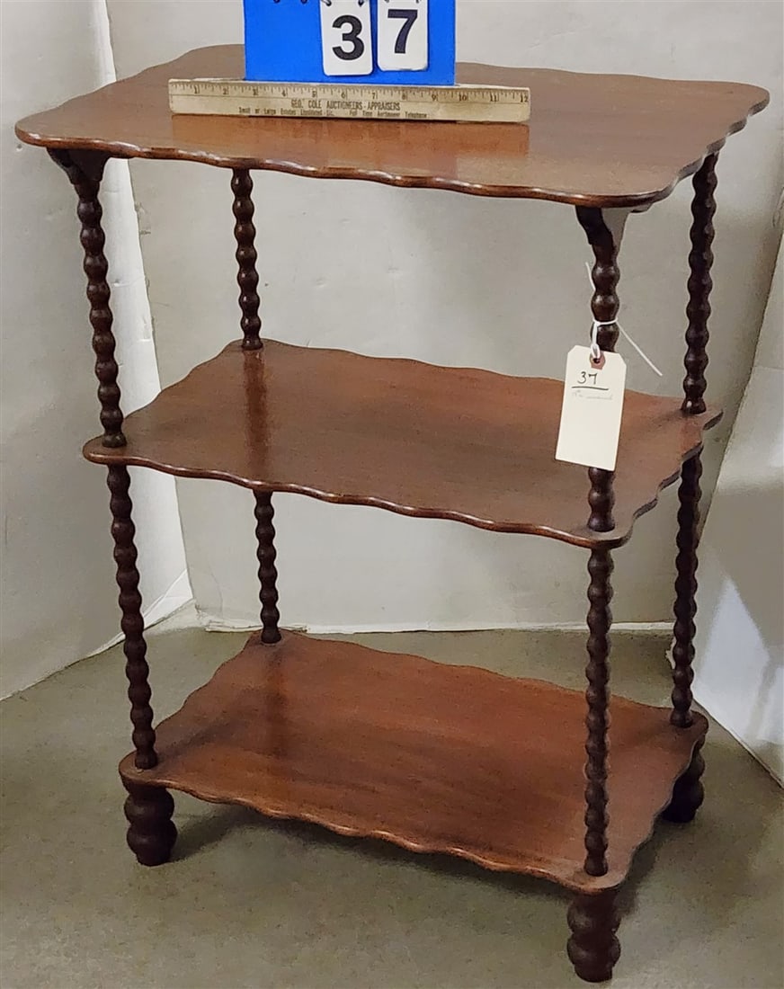 19th C Walnut 3 Tier Stand 29 1/2" X 22 1/2" W X 14 1/2" D: 19th C Walnut 3 Tier Stand 29 1/2" X 22 1/2" W X 14 1/2" D