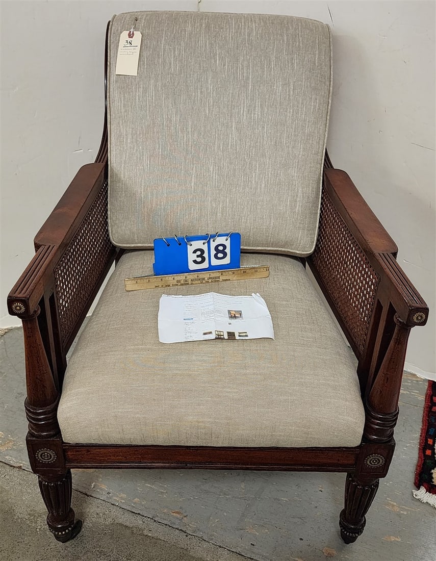 William IV Mahogany Bergere Armchair 36 1/2" H X 25" W X 18" D: William IV Mahogany Bergere Armchair 36 1/2" H X 25" W X 18" D