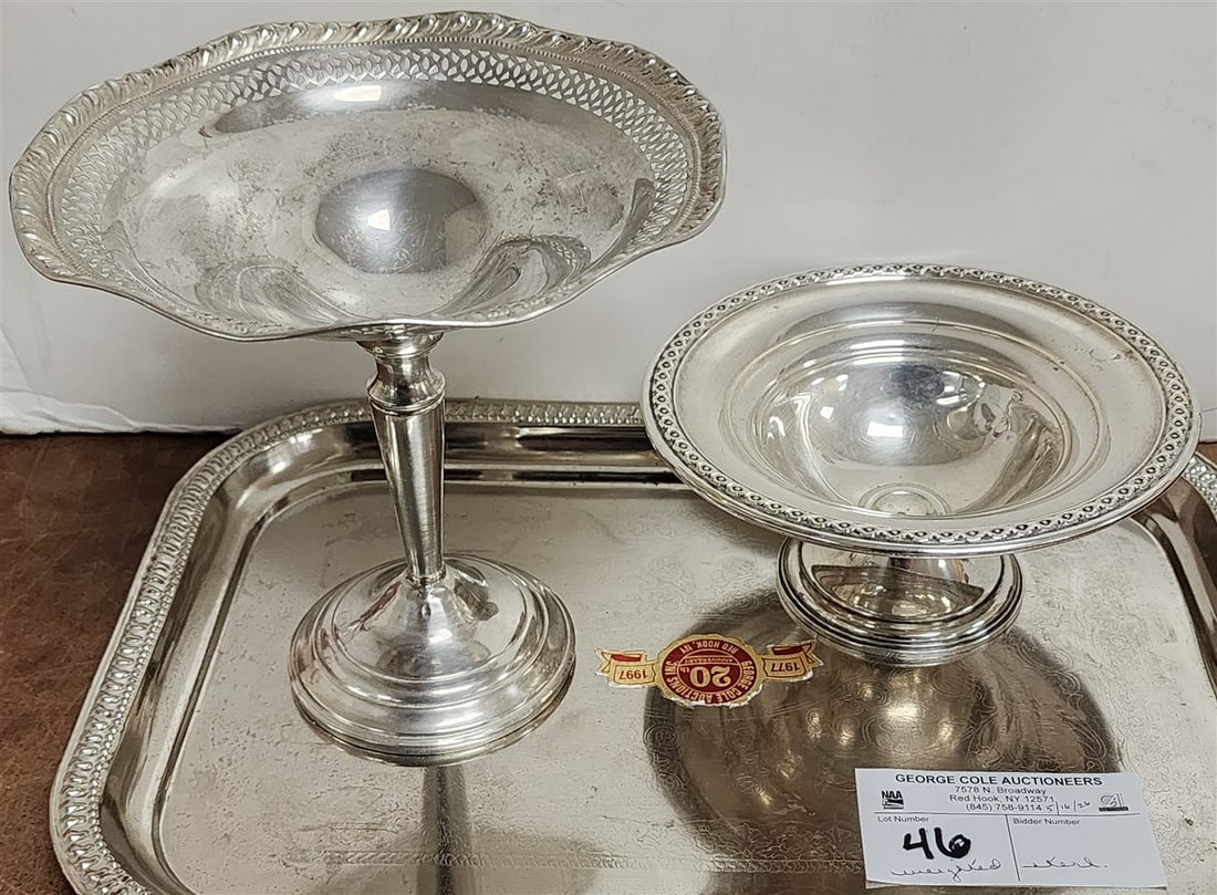 Tray 2 Weighted Sterling Vases 16 1/4" + 9": Tray 2 Weighted Sterling Vases 16 1/4" + 9"