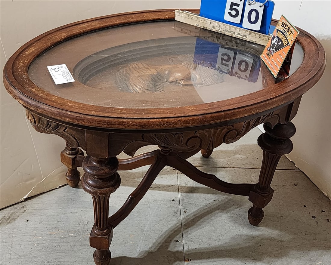 Deco Walnut Carved Cameo Tray Table 19" H X 19" W X 29" D: Deco Walnut Carved Cameo Tray Table 19" H X 19" W X 29" D