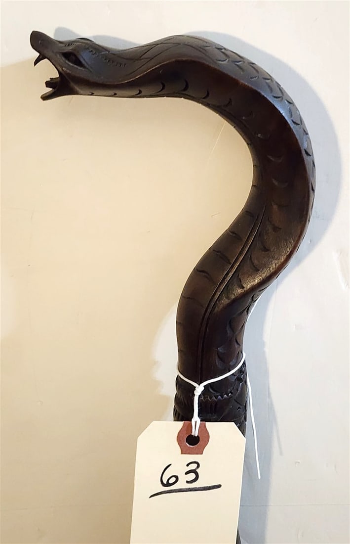 Hand Carved Cobra Cane 39": Hand Carved Cobra Cane 39"