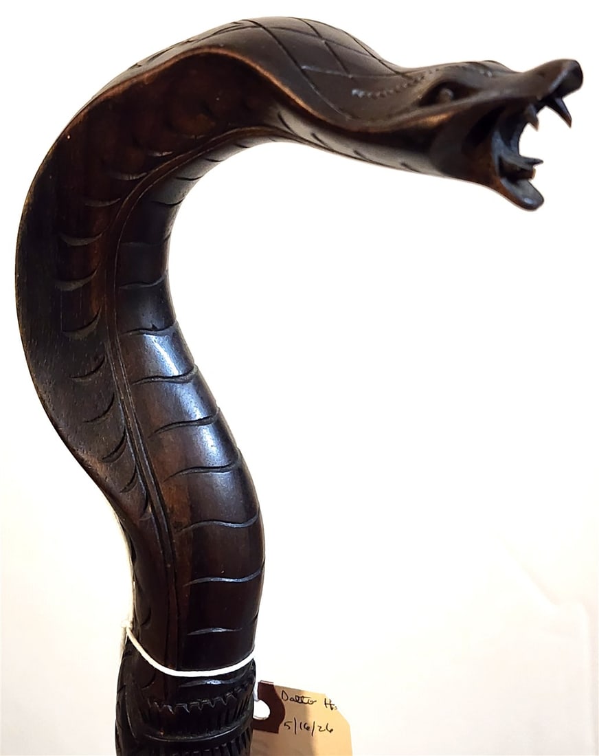 Hand Carved Cobra Cane 39" - 4