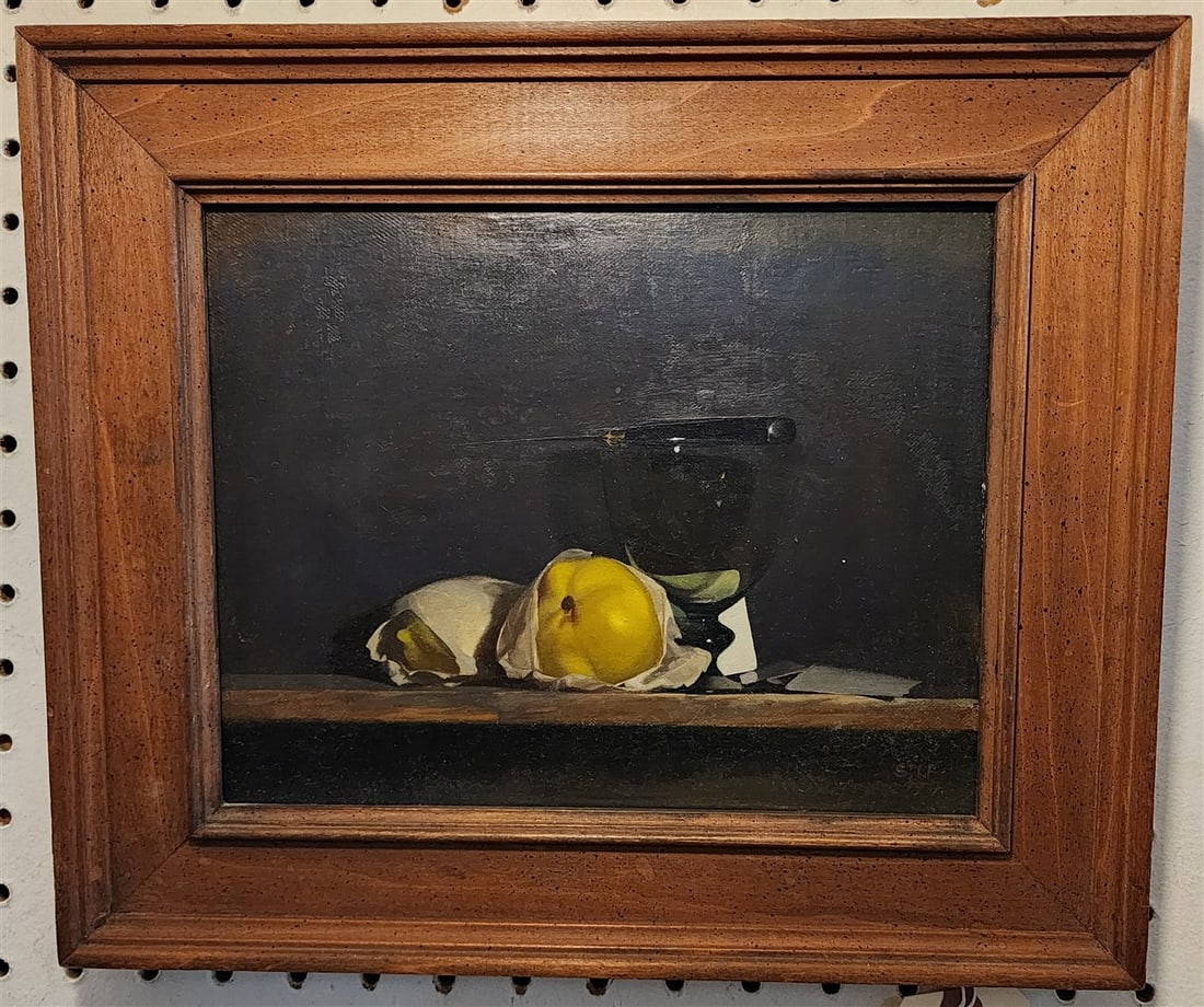 Oil On Masonite Still Life Sgnd St. Julian Fishburne 8" 10" w/Frame 11" X 13": Oil On Masonite Still Life Sgnd St. Julian Fishburne 8" 10" w/Frame 11" X 13"
