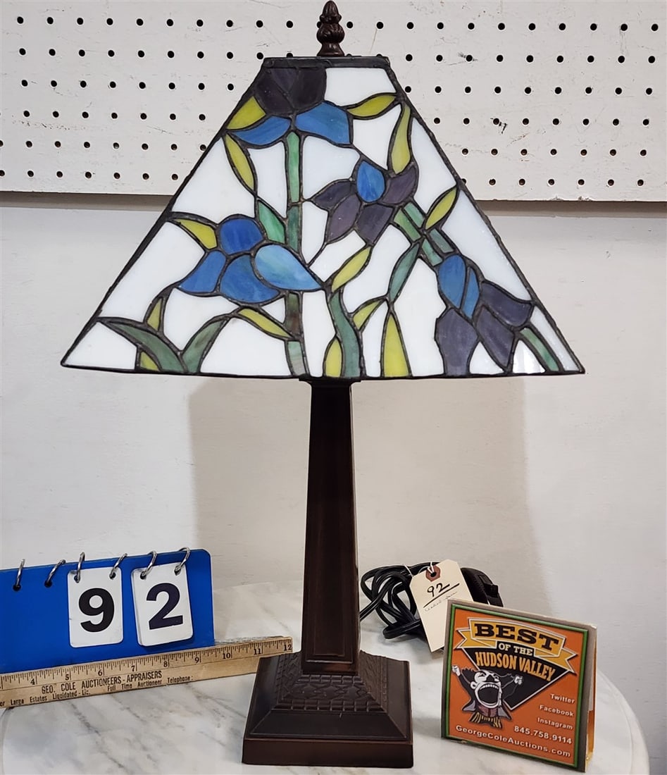 Leaded Shade 11 1/2" Sq. Table Lamp 21" (1 of 4)