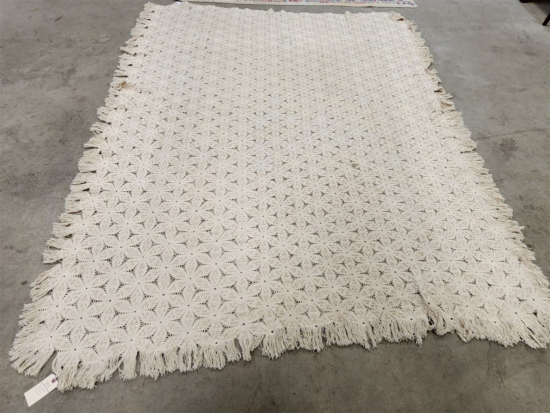 2 Vintage Crochet Popcorn Spread 8' X 9" + 6'8" X 5'6" (1 of 5)