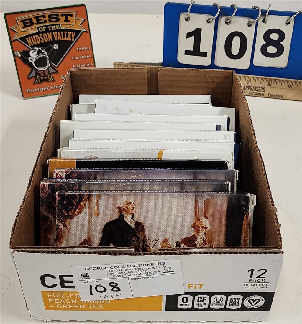 Bx 12 US Mint Presidential $1 Coin Proof Sets 2007, 2008, 2009, 2011, 2013, 2019, 2020, 2021, 2022,: Bx 12 US Mint Presidential $1 Coin Proof Sets 2007, 2008, 2009, 2011, 2013, 2019, 2020, 2021, 2022, 2023, 2024 + 2025