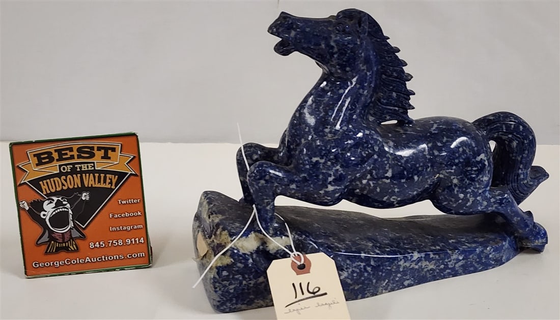 Lapis Lazuli Horse Sculpture 8" H X 10 1/2" L X 3 1/2" W: Lapis Lazuli Horse Sculpture 8" H X 10 1/2" L X 3 1/2" W