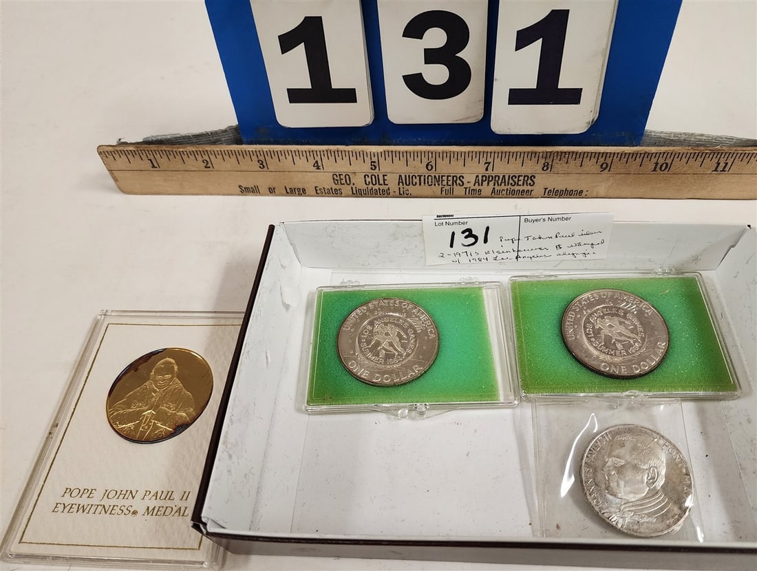 Tray 2 1971 - S Eisenhower Silver Dollar Counterstamped With Design Celebrating The 1984 Los (1 of 3)
