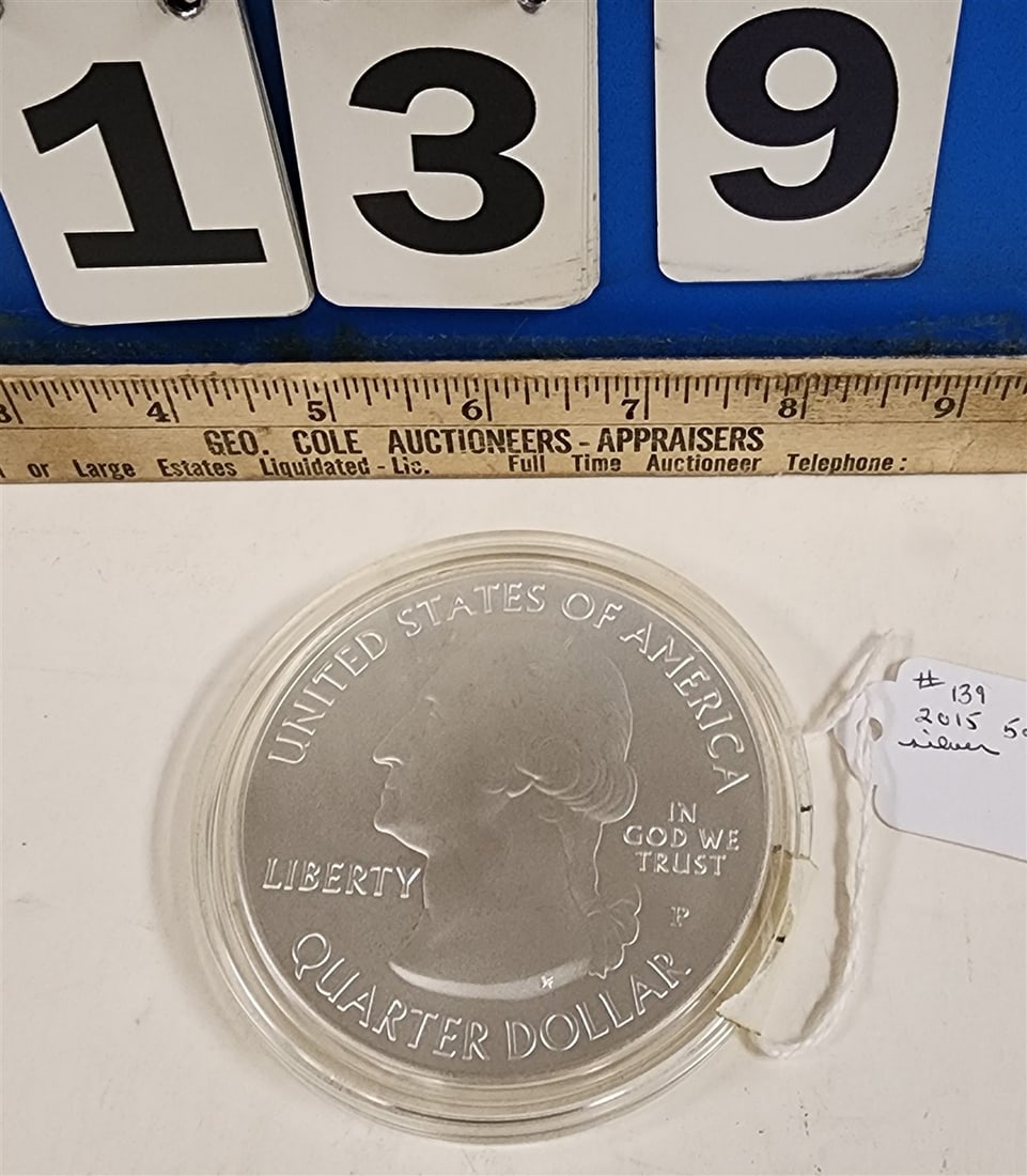 2015 America The Beautiful Series 5 Oz. Silver Coin Saratoga British Surrender 1777: 2015 America The Beautiful Series 5 Oz. Silver Coin Saratoga British Surrender 1777