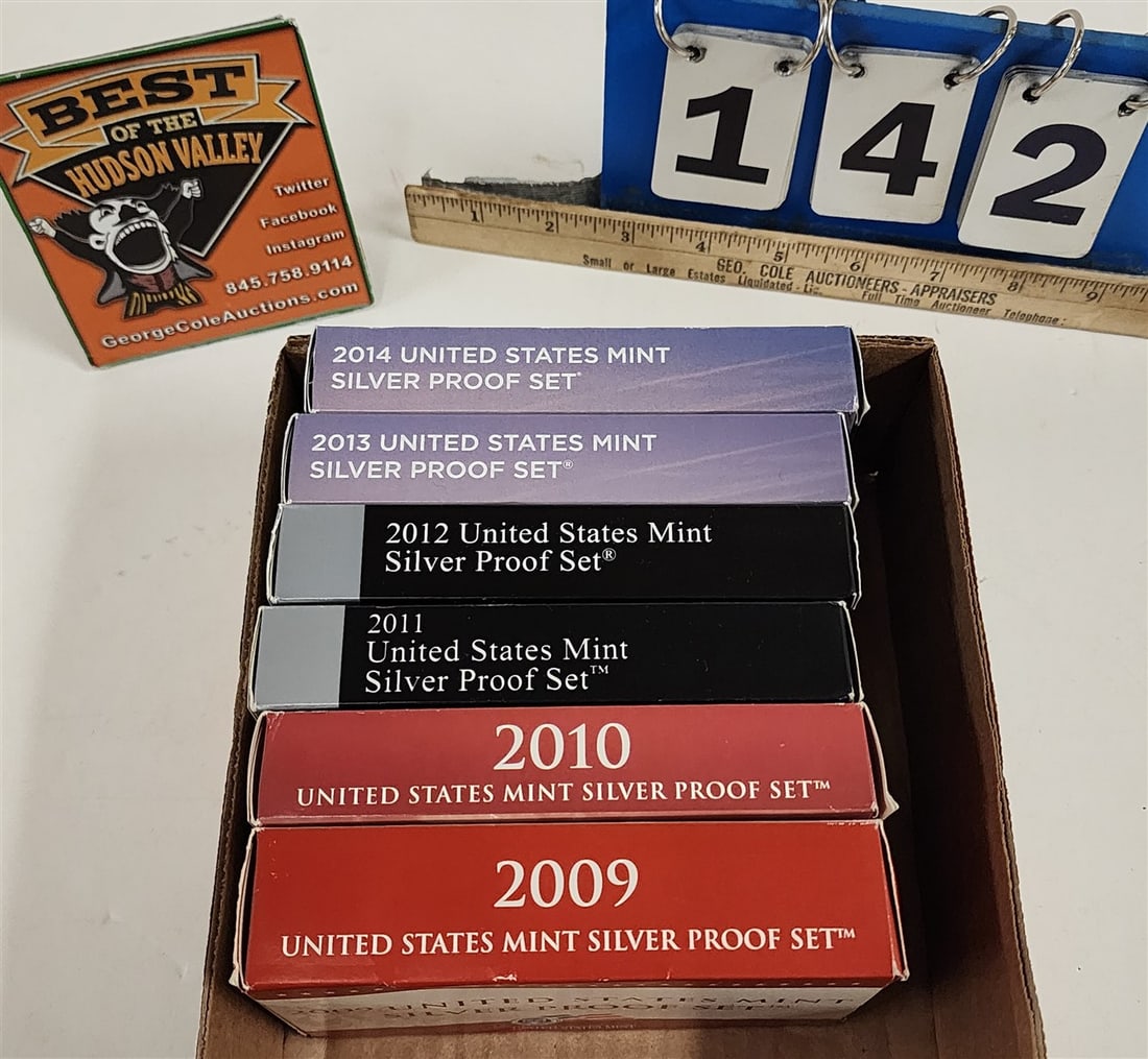 Lot 6 Bx'd US Mint Silver Proof Sets 2009, 2010, 2011, 2012, 2013, 2014 (1 of 2)