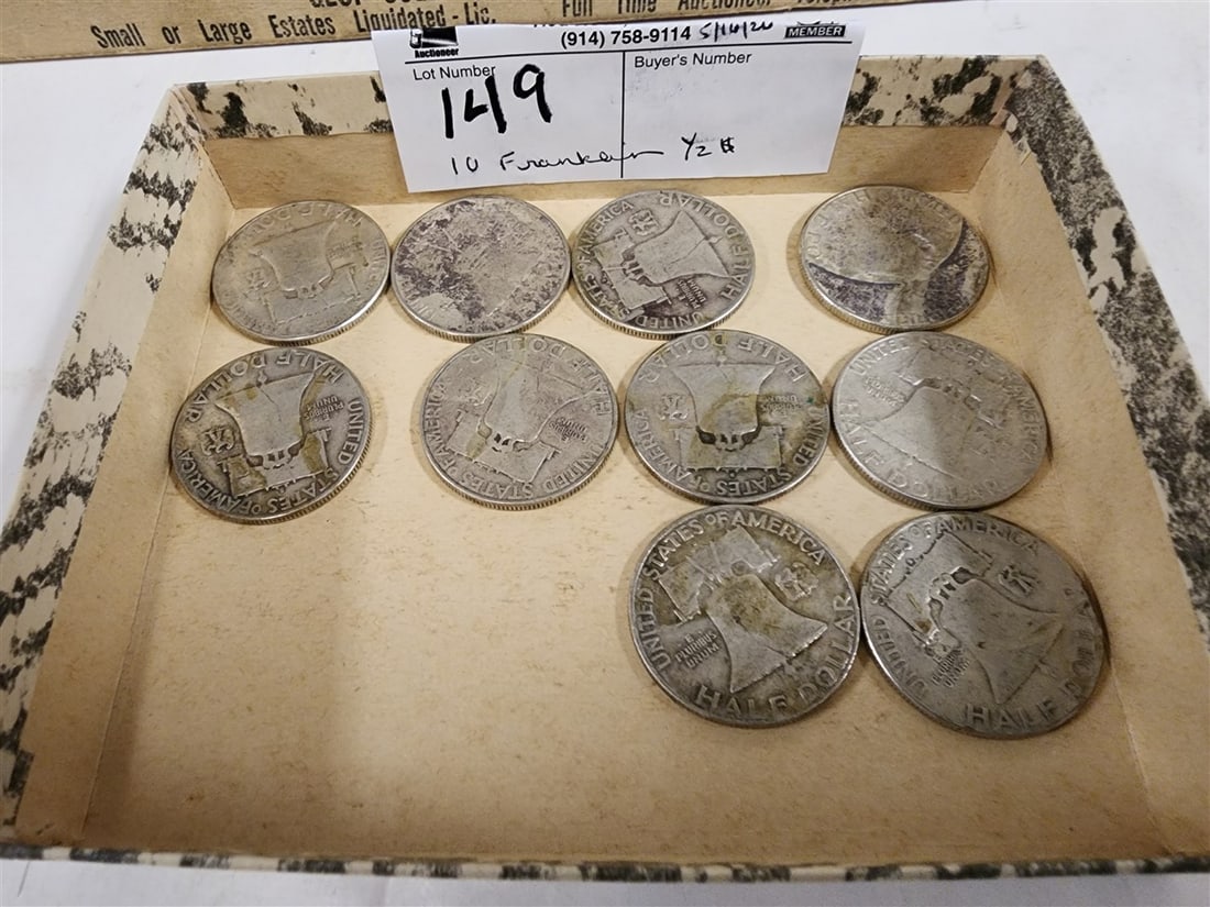 Lot 10 Franklin Half Dollars - 2