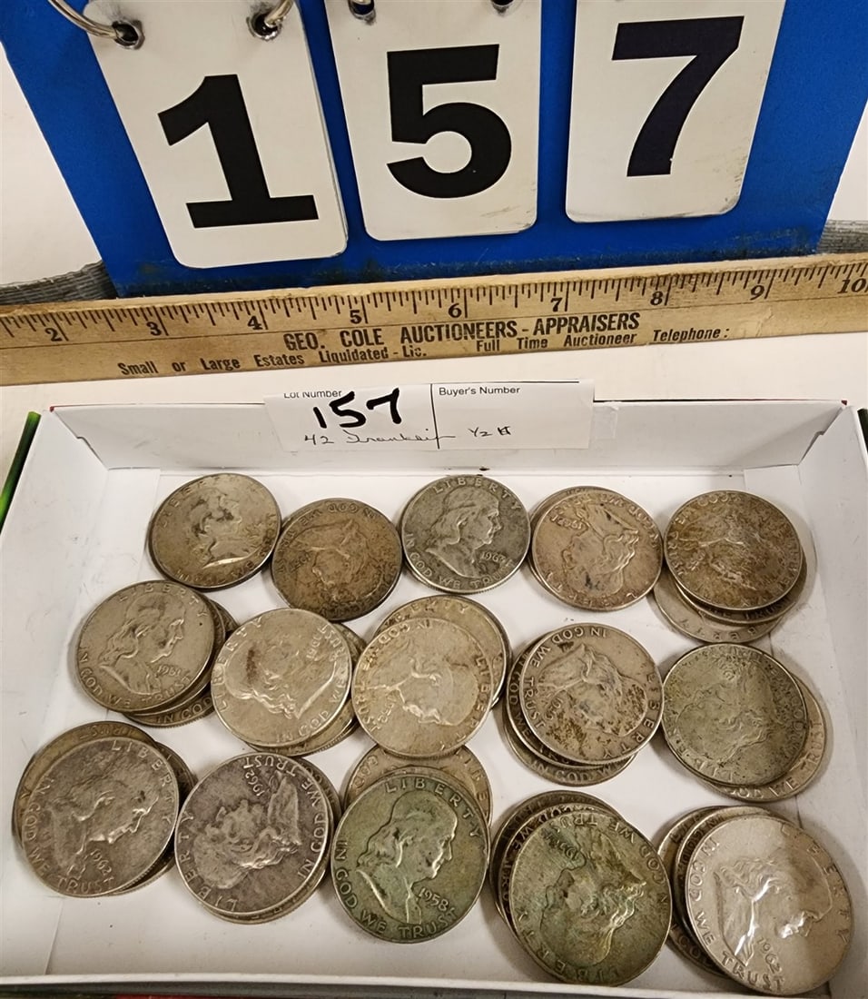 Lot 42 Franklin Half Dollars (1 of 1)