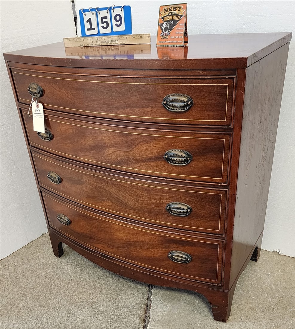 Hepplewhite Style Mahogany 4 Drawer Chest 34" H X 32 1/2" W X 19" D: Hepplewhite Style Mahogany 4 Drawer Chest 34" H X 32 1/2" W X 19" D