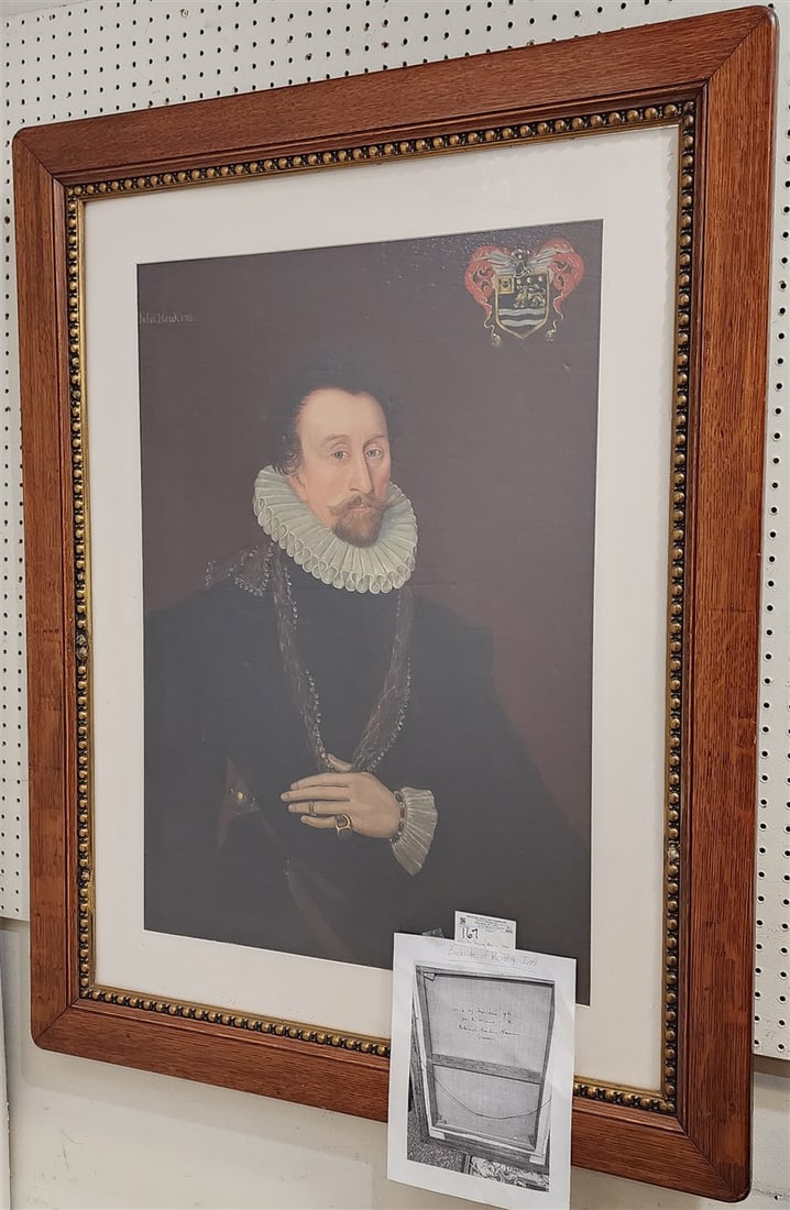 Framed O/C Portrait Of Sir John Hawkins Copied Fron The Original 16th Ptg. In The National Maritime (1 of 7)