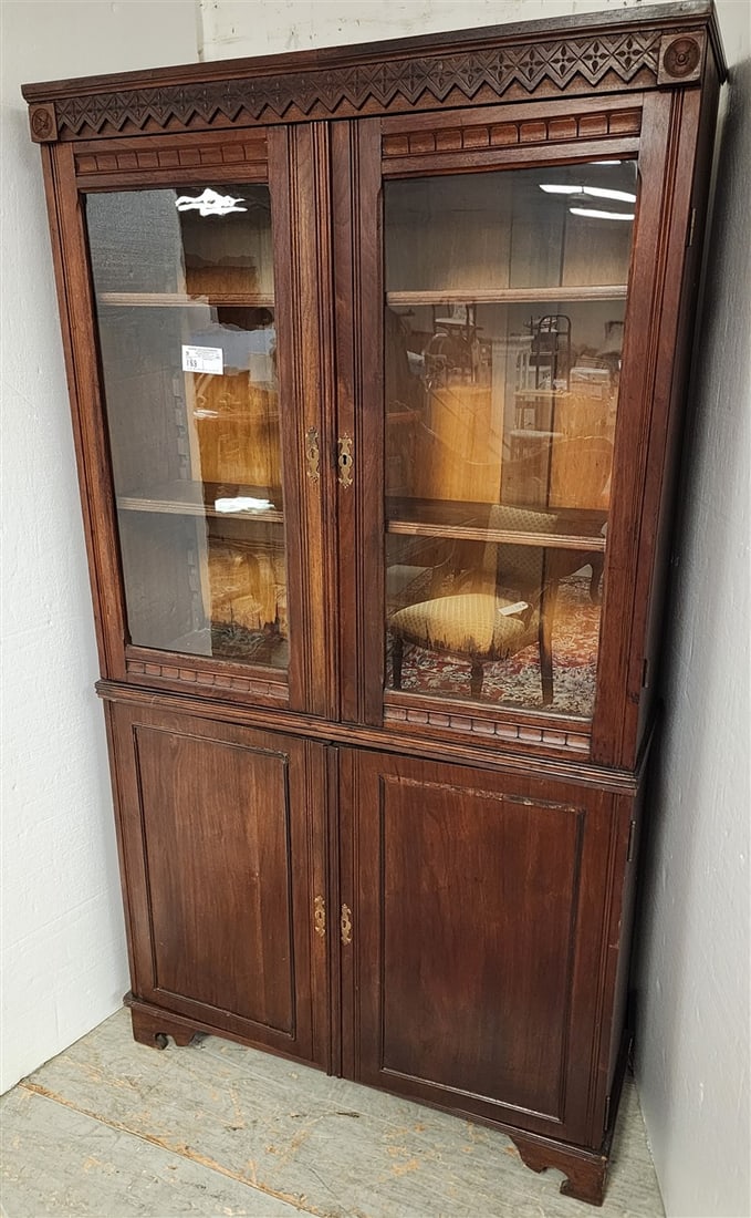Victorian Eastlake Walnut 4 Door Cabinet 5'11" H X 39 1/2" W X 12 1/2" D (1 of 2)