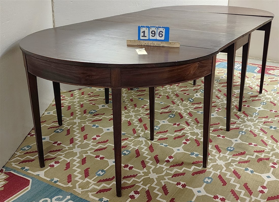 Period Federal Mahogany 3 Part Banquet Table 2 D Ends 29" H X 48" W X 23 1/2" D, Drop Leaf Swing Leg (1 of 5)