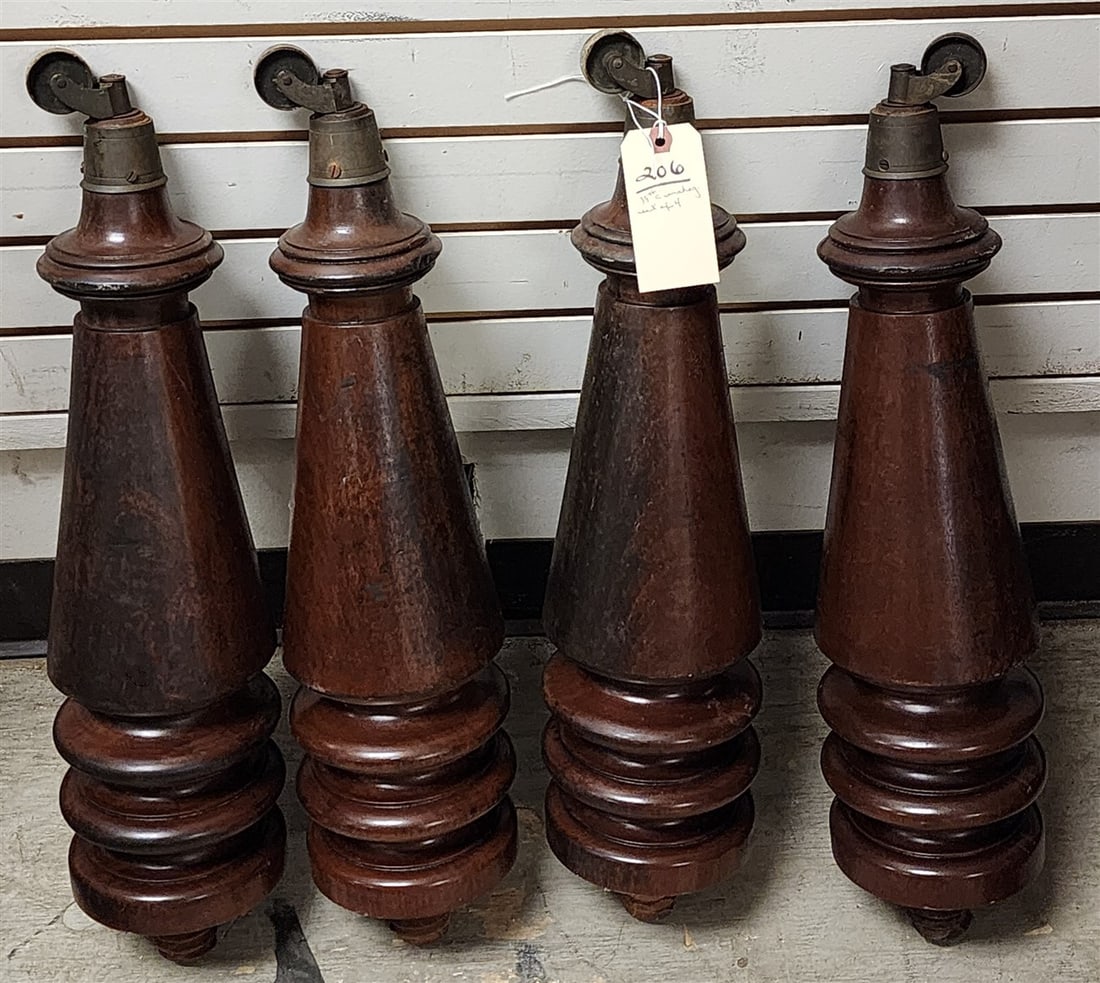Set 4 19th C Mahogany Furniture Legs 22": Set 4 19th C Mahogany Furniture Legs 22"