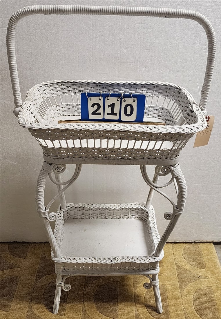 Vintage Wicker Sewing Basket Stand 3' H X 20" W X 12" D: Vintage Wicker Sewing Basket Stand 3' H X 20" W X 12" D