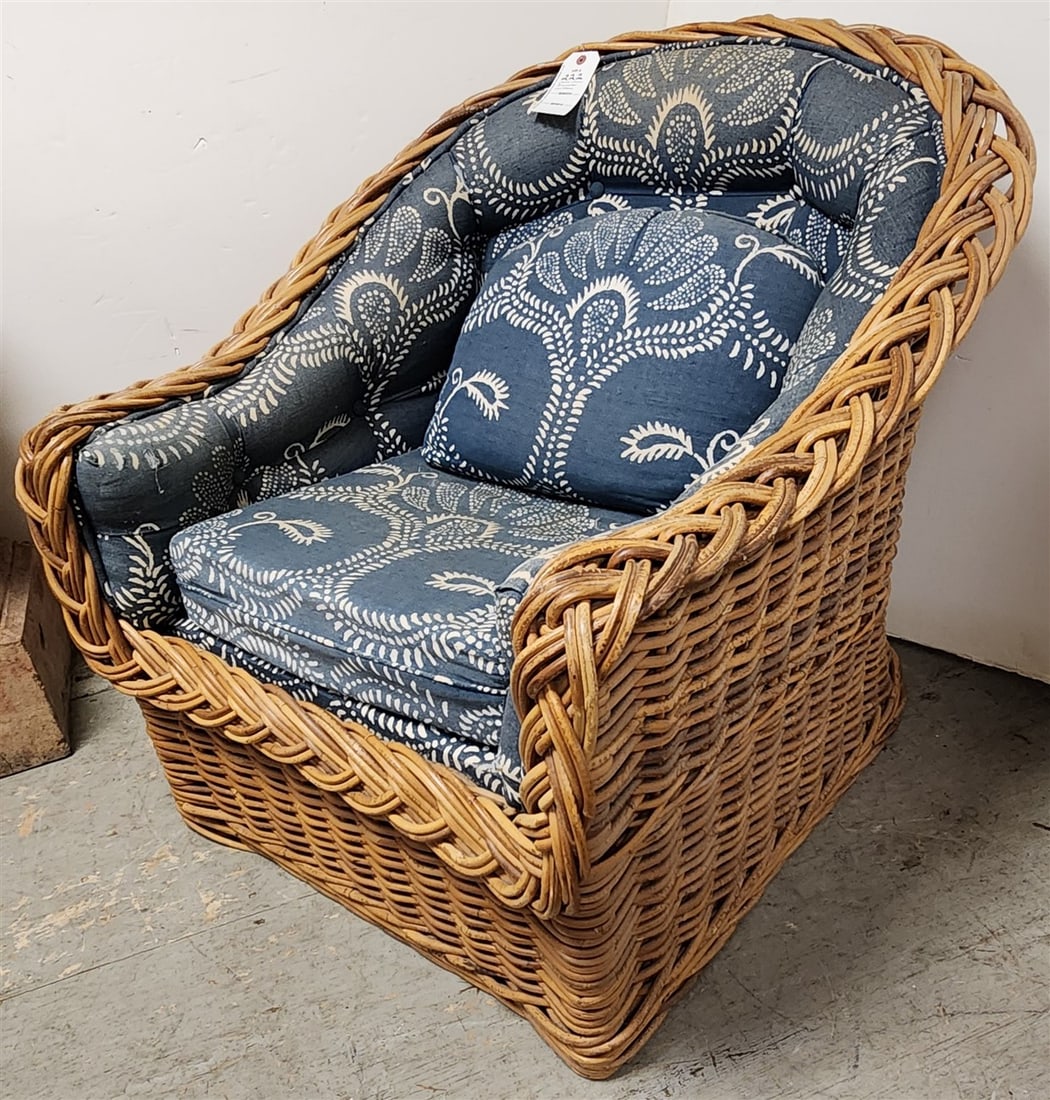 Marco San Francisco Wicker Barrel Back Club Chair 32" H X 31" W X 24" D: Marco San Francisco Wicker Barrel Back Club Chair 32" H X 31" W X 24" D