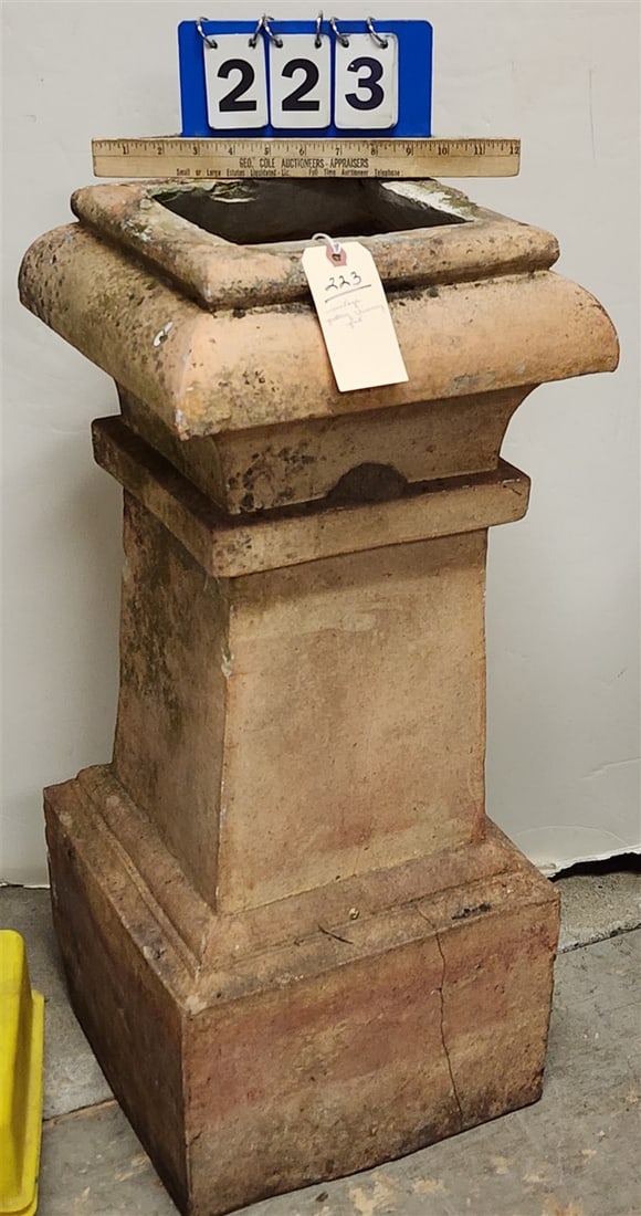 Vintage Pottery Chimney Pot 29" H X 15 1/2" Sq.: Vintage Pottery Chimney Pot 29" H X 15 1/2" Sq.