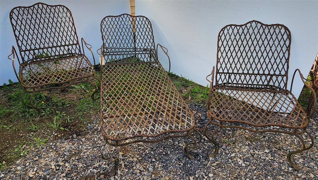 Rose Tarlow Twig Iron Adjustable Lounge 76" L X 33" W w/Pr. Adjustable Armchairs 43" H X 33" W X 24: Rose Tarlow Twig Iron Adjustable Lounge 76" L X 33" W w/Pr. Adjustable Armchairs 43" H X 33" W X 24 1/2" D