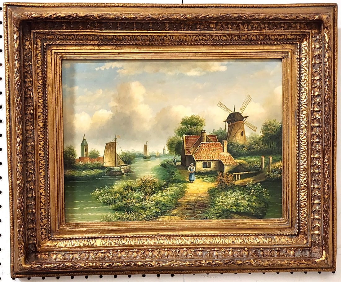 Framed O/P Dutch Landscape 12" X 16" w/Frame 19" X 22 1/2": Framed O/P Dutch Landscape 12" X 16" w/Frame 19" X 22 1/2"