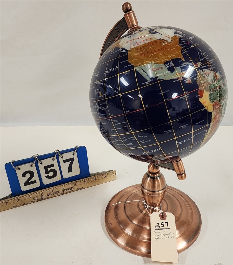 Blue Lapis Multi Gemstone Globe On Stand 17" H (1 of 1)