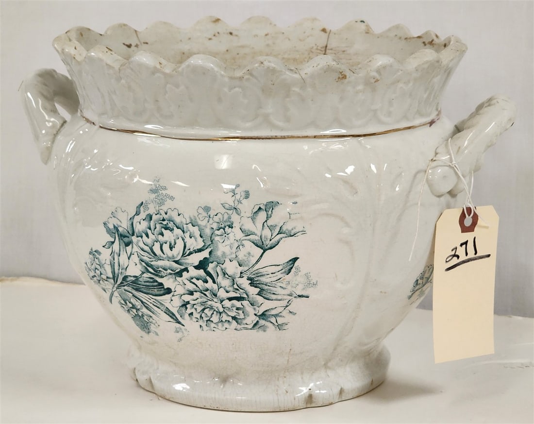 Victorian Transfer Jardenier 9" H X 10 1/2" Diam. (1 of 4)