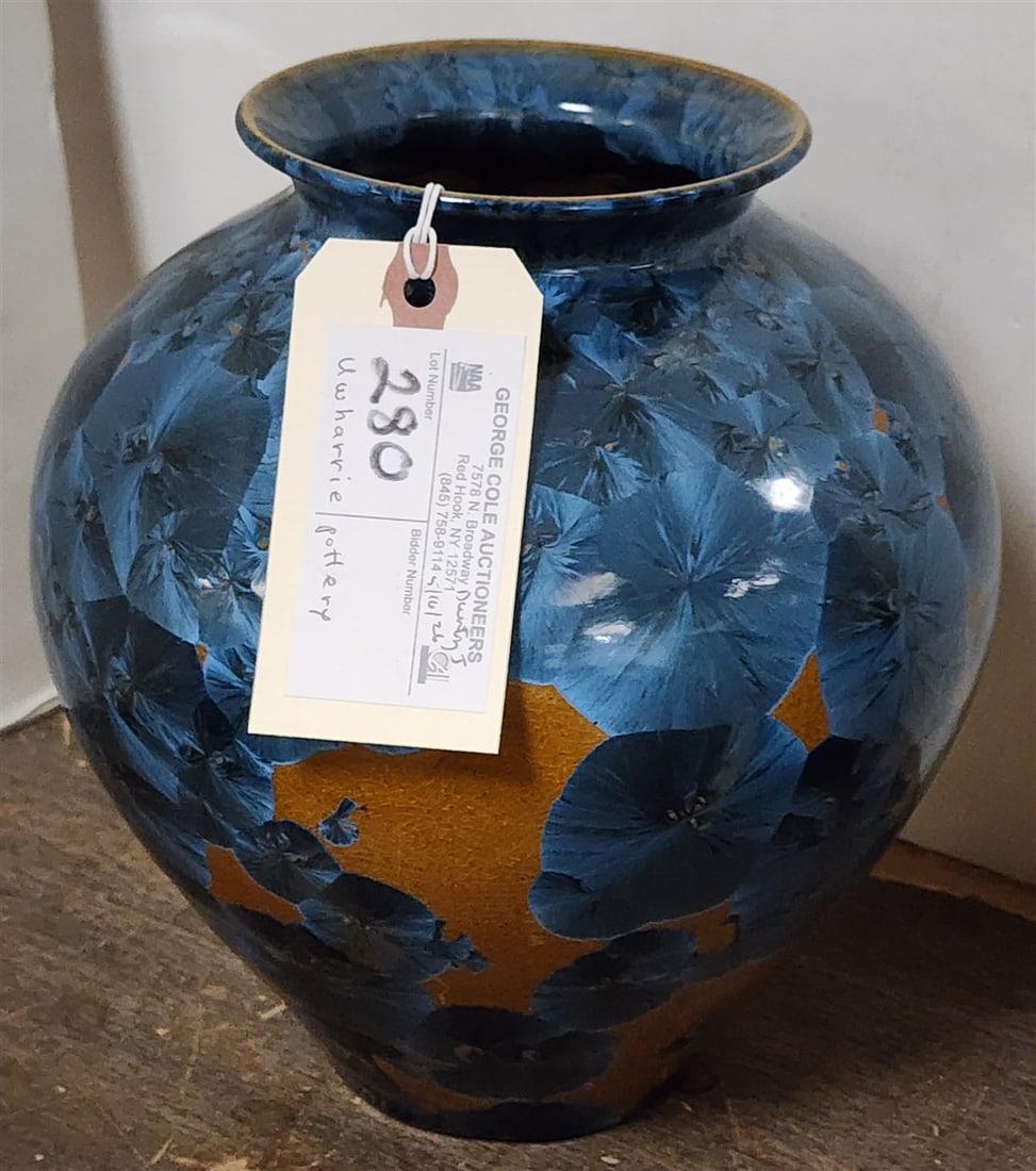 Uwharrie Crystalline Pottery Vase 9 1/2" X 8 1/2" Diam.: Uwharrie Crystalline Pottery Vase 9 1/2" X 8 1/2" Diam.
