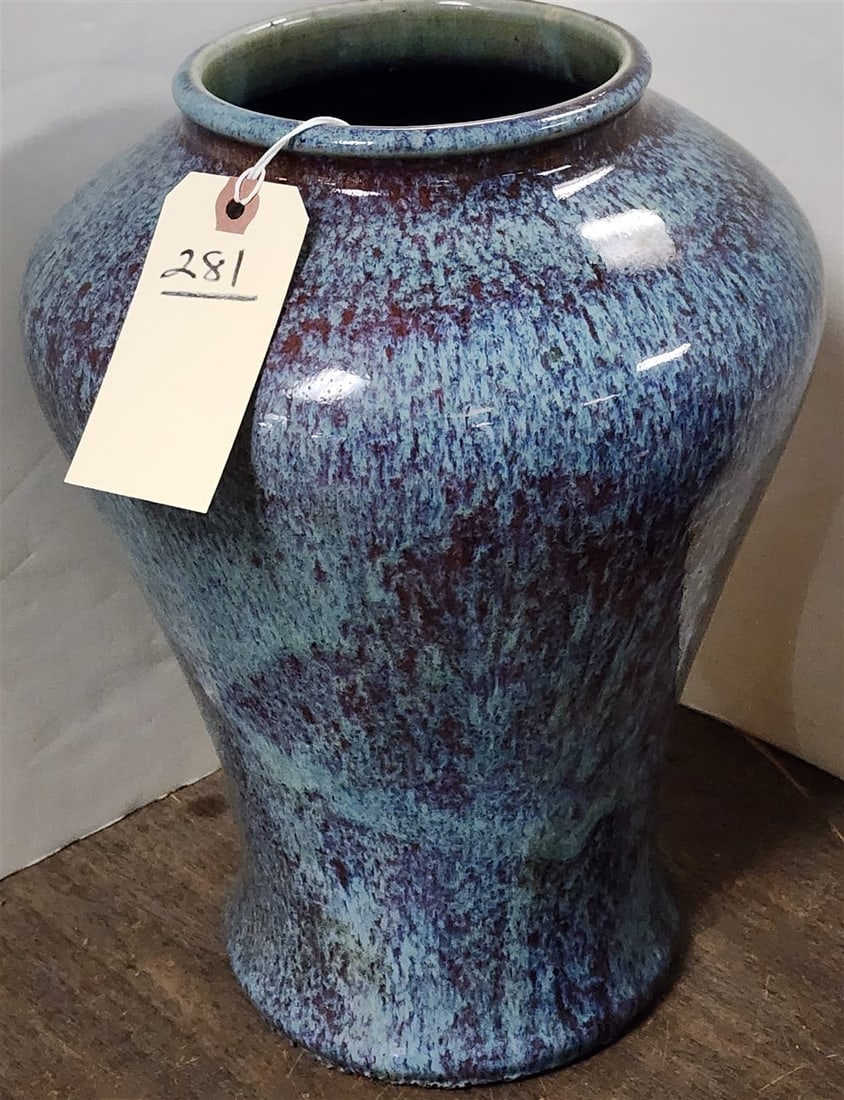 Glazed Art Pottery Vase 14" H X 10" Diam.: Glazed Art Pottery Vase 14" H X 10" Diam.