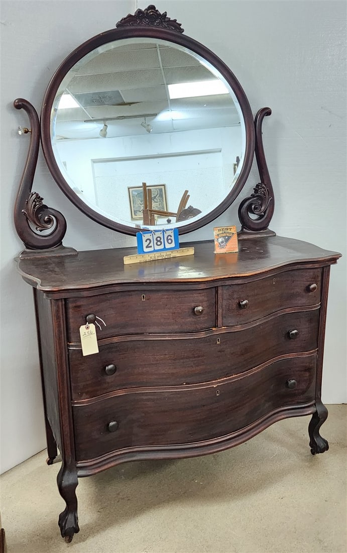 Frederick Lesser Co. Mahogany 4 Drawer Dresser 6' H X 47" W X 24" D: Frederick Lesser Co. Mahogany 4 Drawer Dresser 6' H X 47" W X 24" D
