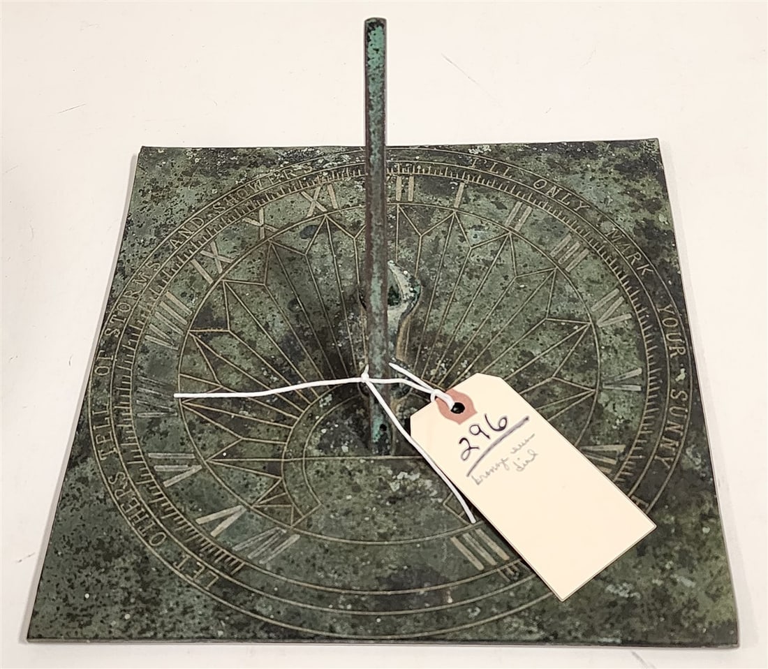 Bronze Sun Dial 4 1/2" H X 10" Sq.: Bronze Sun Dial 4 1/2" H X 10" Sq.
