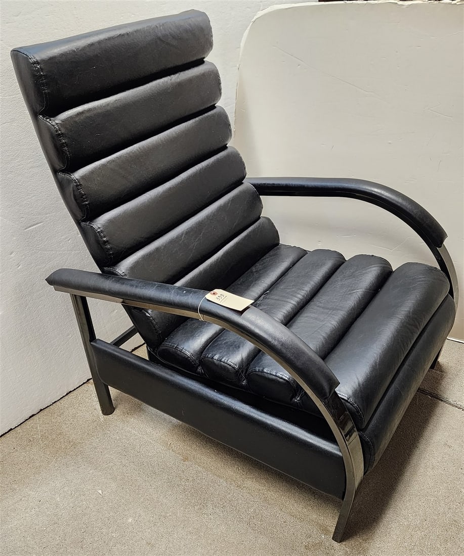 Modern Black Channel Tufted Lounge Chair 39 1/2" H X 30 1/2" W X 23" D (1 of 1)