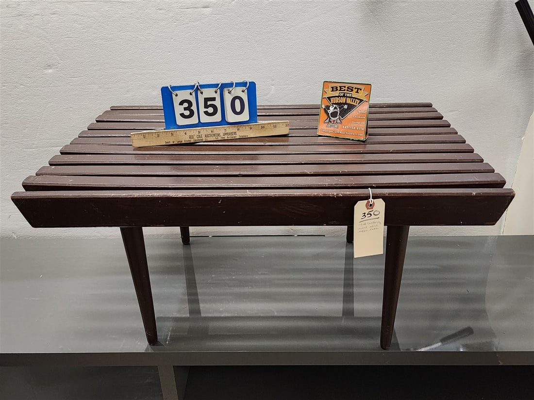 MCM Wooden Slat Coffee Table 14 1/2" H X 30" W X 18" D: MCM Wooden Slat Coffee Table 14 1/2" H X 30" W X 18" D