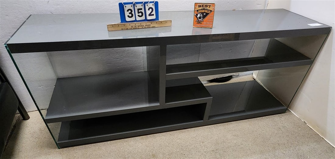 Modern Glass & Formica Console 24" H X 5' W X 16" D: Modern Glass & Formica Console 24" H X 5' W X 16" D