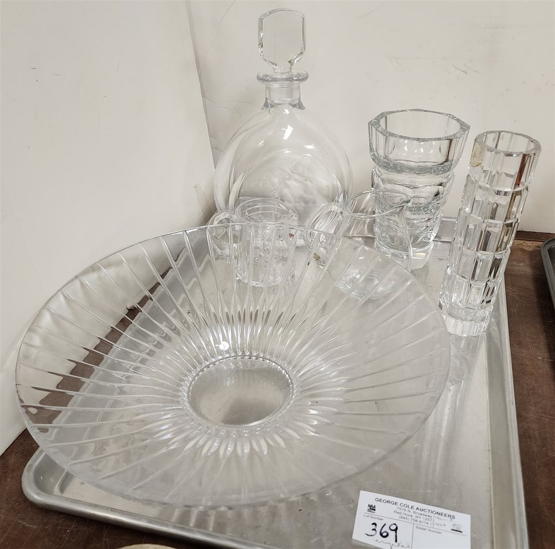 Tray Crystal - Orrefors Decanter 10", Vases, Bowl 3" H X 12" Diam. (1 of 1)