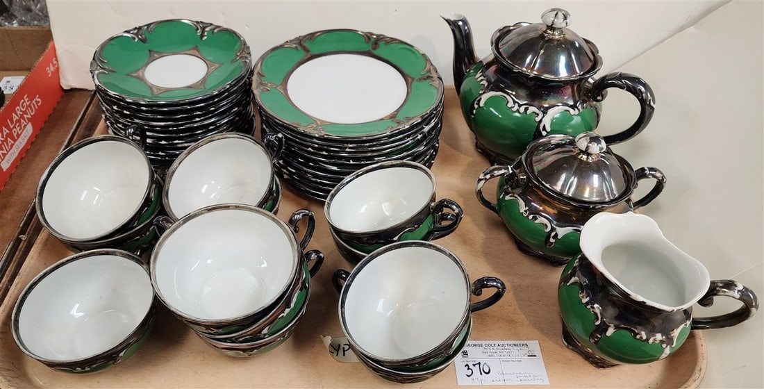 Tray 37 Pc. Rudolph Wachter Bavaria Silver Overlay Porcelain Tea Set (1 of 2)