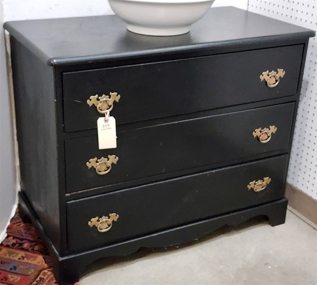 3 Drawer Painted Chest 28" H X 34" W X 18" D: 3 Drawer Painted Chest 28" H X 34" W X 18" D