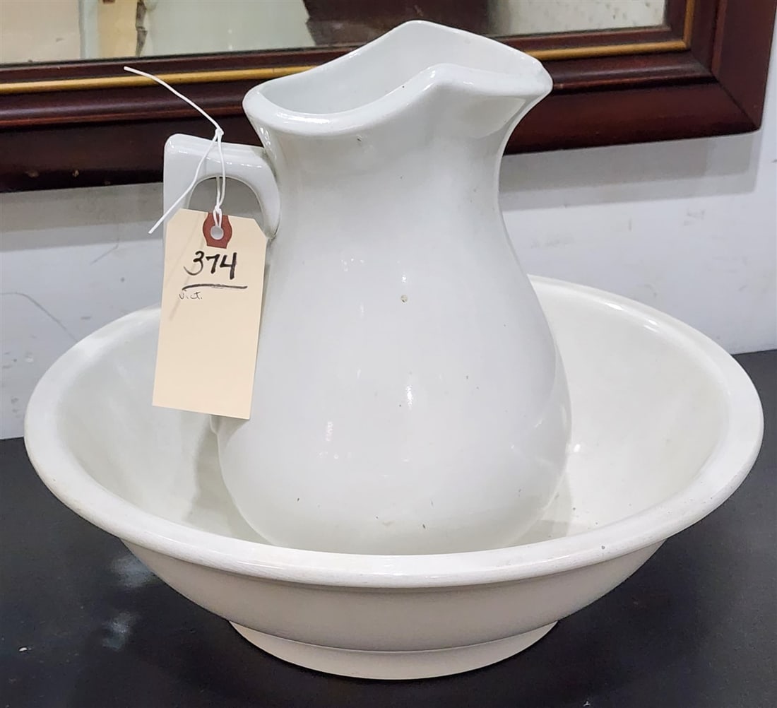 Victorian Ironstone Pitcher & Bowl: Victorian Ironstone Pitcher & Bowl