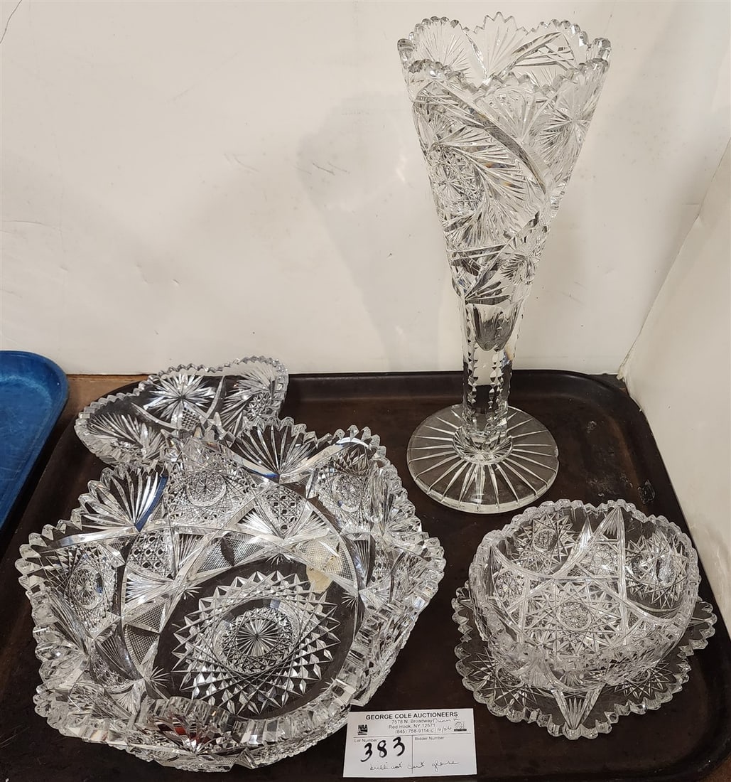 Tray Brilliant Cut Glass Crystal Incl. Bowl 3 1/2" H X 9" Diam. (1 of 2)