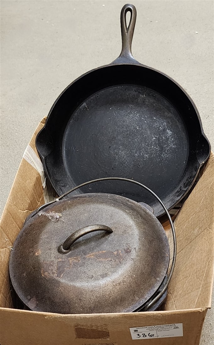 Bx 2 Cast Iron Pcs. - 10 1/4 Covered Pot + 12" Skillet: Bx 2 Cast Iron Pcs. - 10 1/4 Covered Pot + 12" Skillet