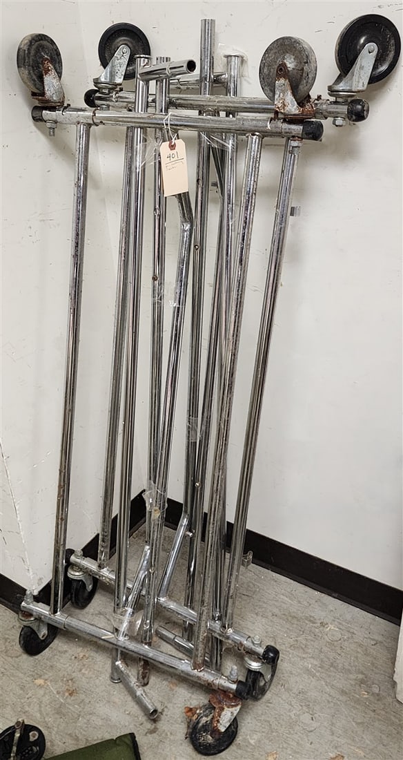 Pr. Collapsible Chrome Clothing Racks: Pr. Collapsible Chrome Clothing Racks