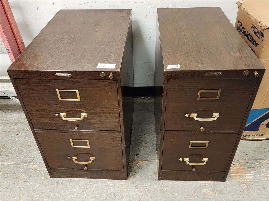 Pr. Colombia Metal 2 Drawer File Cabinets 29" H X 18" W X 28 1/2" D + 29" H X 14 34" W X 28 1/2" (1 of 4)