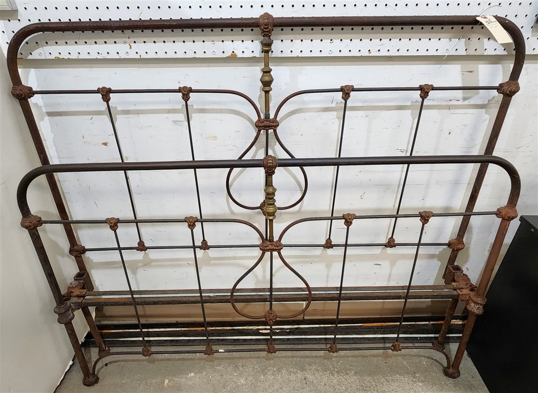 Brass & Iron Bed 46" H X 54" W: Brass & Iron Bed 46" H X 54" W