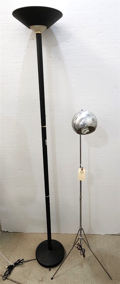 Lot 2 Floor Lamps - Indirect Light 6' H + Chrome Adjustable 51" H: Lot 2 Floor Lamps - Indirect Light 6' H + Chrome Adjustable 51" H