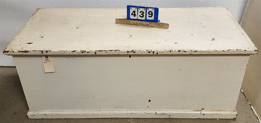 19th C Painted Blanket Box 18 1/2" H X 48" W X 21" D (1 of 3)