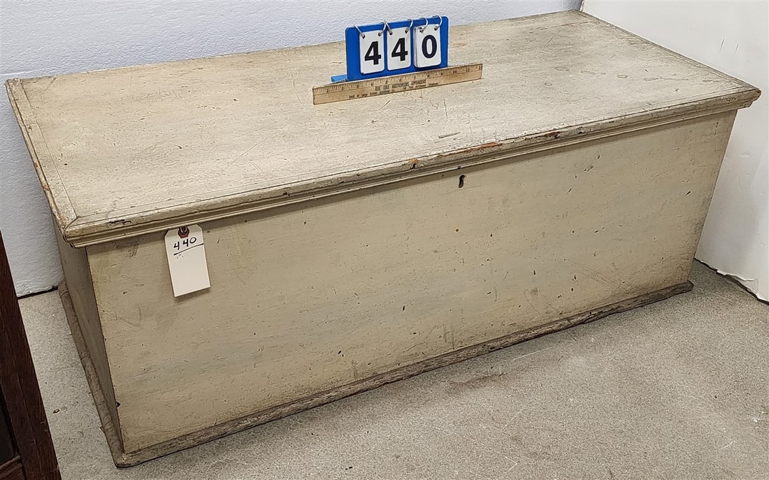 19th C Painted Blanket Box 16 1/2" H X 44 1/2" W X 19 1/2" D (1 of 4)