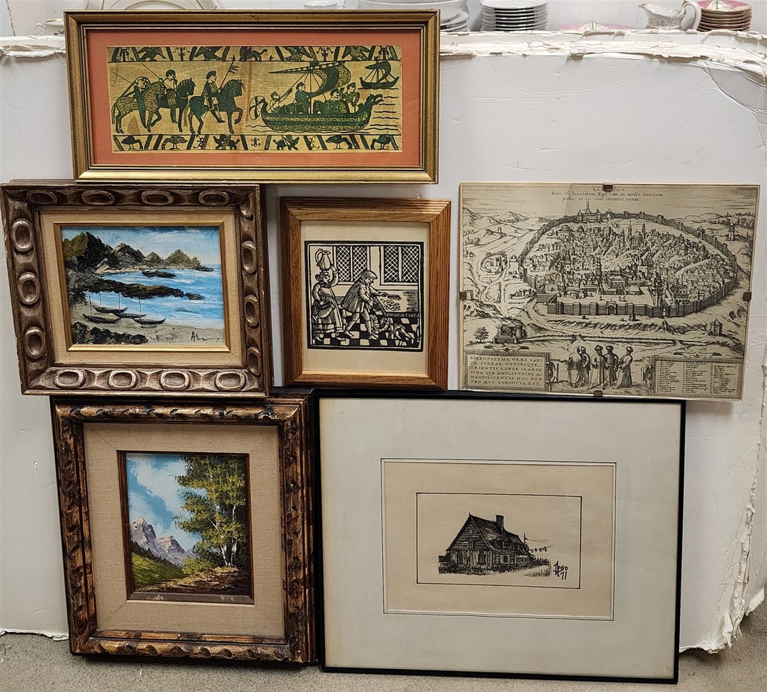 Box 4 Framed Items - 2 O/B Landscapes, Etc. - 3